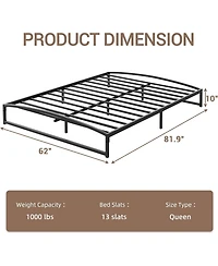 gaomon Metal Bed Frame,Platform Frame with Arch Design,10" Heavy Duty Strong Support Slats,Sturdy Mattress Foundation,Easy Assembly