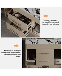 Sillysis 29.9" Floating Bathroom Vanity with Ceramic Sink, Sintered Stone Top, 2 Soft Close Drawers, Wall Mounted for Small Bathrooms