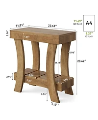 Tribesigns 2-Tier Rectangular End Table, Narrow Side Table, Small Night Stand for Bedroom, Living Room, Small Spaces