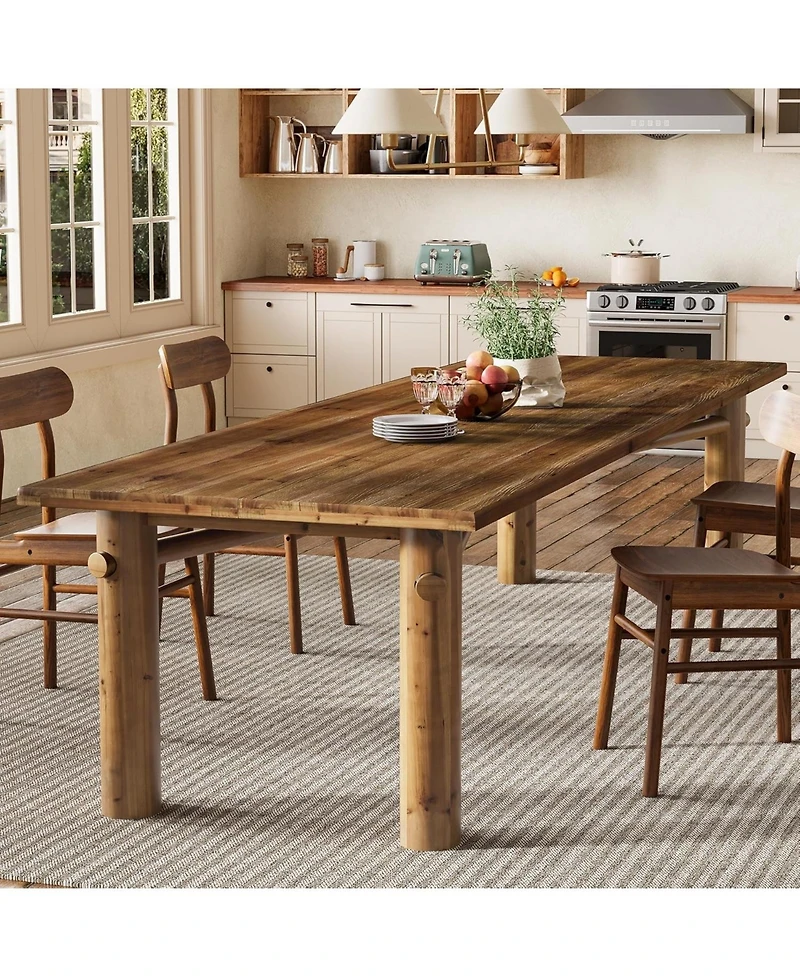 Tribesigns Solid Wood Dining Table for 6, 63-Inch Wooden Kitchen Table with Strong Legs, Farmhouse Rectangle Dinner Table
