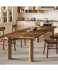 Tribesigns Solid Wood Dining Table for 6, 63-Inch Wooden Kitchen Table with Strong Legs, Farmhouse Rectangle Dinner Table