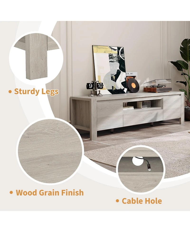 gaomon Tv Stand with Cabinet Doors, Entertainment Center with Adjustable Shelves