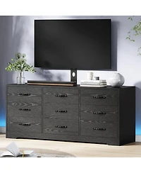 gaomon Modern Tv Stand with Mount, 55 Inch Entertainment Center with 9 Drawers, Adjustable Height Media Console for TVs 85 Inch