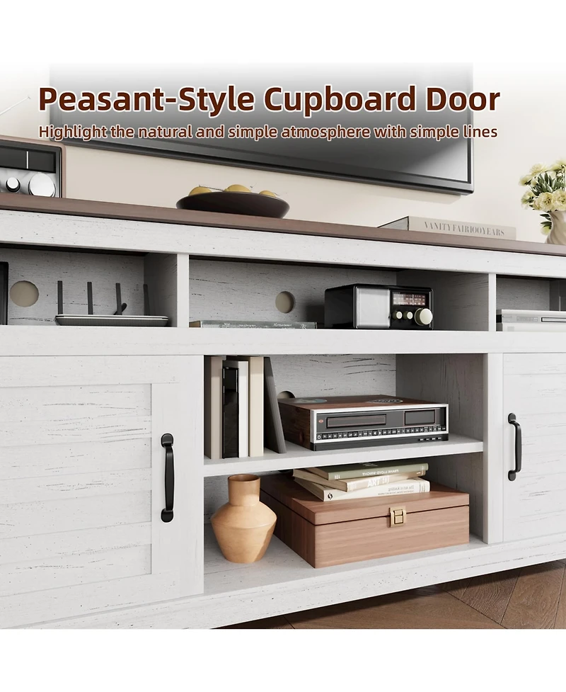 gaomon 70.9" Tv Stand, Entertainment Center with Adjustable Shelves, Farmhouse Tv Stand with Cabinet Doors,for Living Room