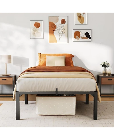 gaomon Bed Frame 14 Inch Metal Platform No Screws 800 Lbs Heavy Duty Tool-Free Iron Slats No Box Spring