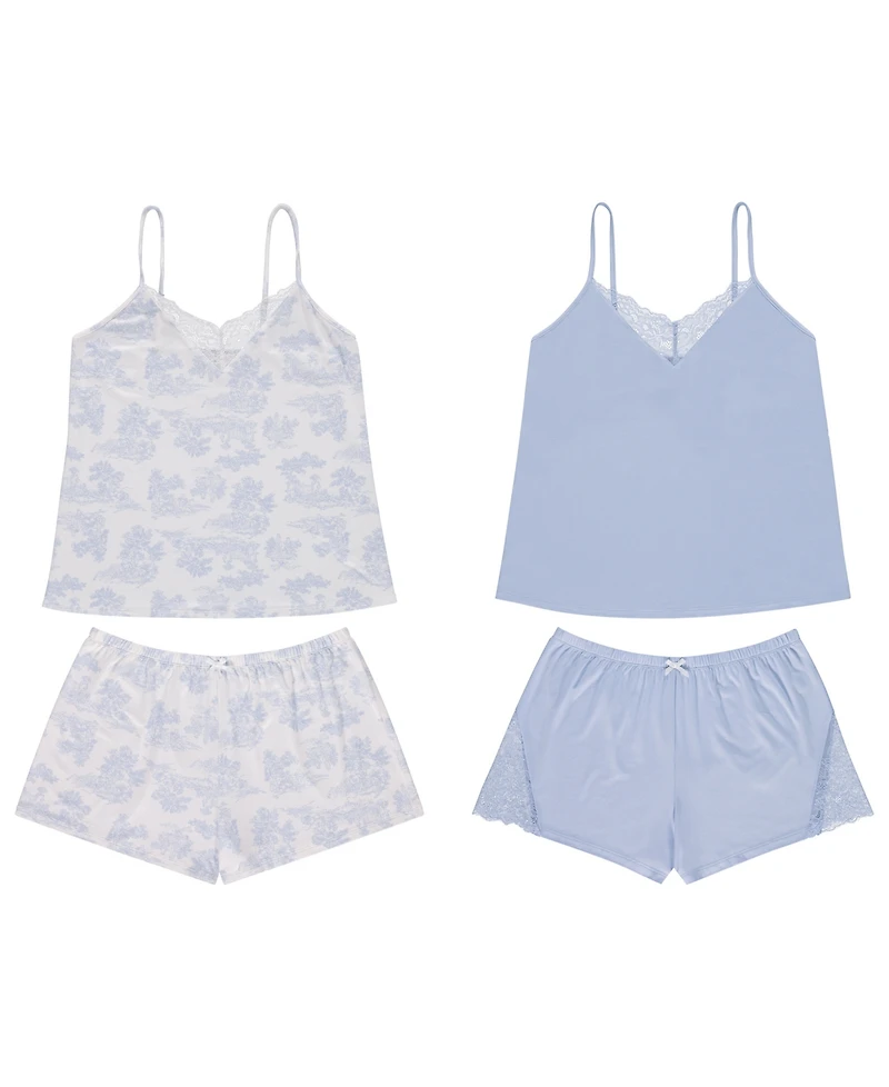 Flora by Nikrooz Women's Stacy 4-Pc. Pack 2 Cami & Shorts