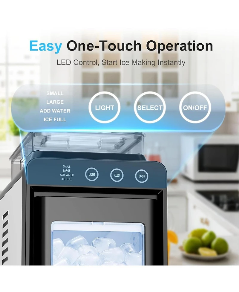 Antarctic Star Slim Stainless Steel Ice Maker, Dual Water Tanks (2L Total) & 26 lbs. Capacity