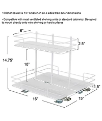 Household Essentials Glidez Paint-Finished Steel Pull-Out Storage Organizer, 2 -Tier Design