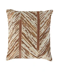 Rizzy Home Sandra Leather Cotton Decorative Pillow, 22" x 22"