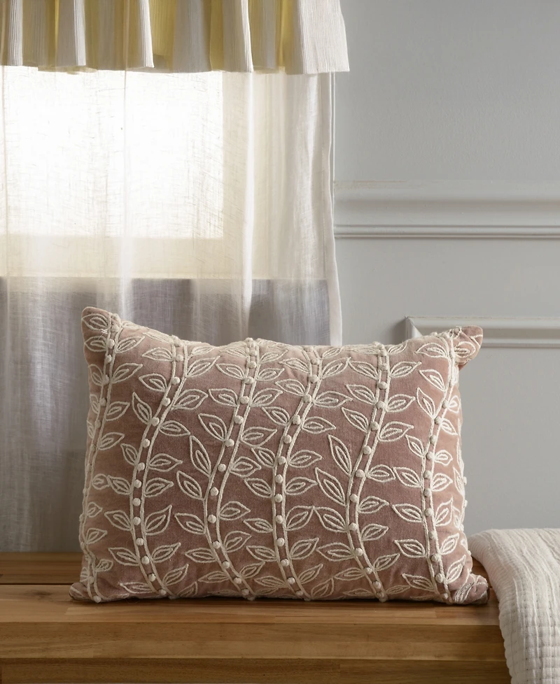 Rizzy Home Ella Cotton Velvet Decorative Pillow, 14" x 20"