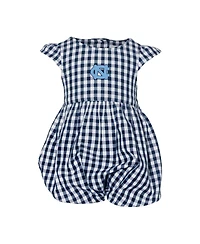Garb Girl's Baby Boys and Girls Navy North Carolina Tar Heels Cara Gingham Ruffled Bodysuit