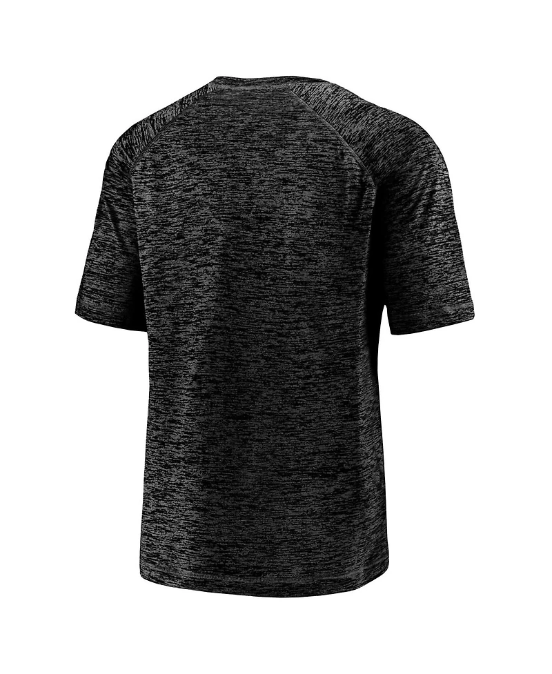 Fanatics Men's Black Carolina Panthers Nickname Wordmark Raglan Space Dye T-Shirt