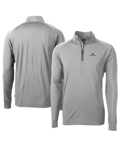 Cutter & Buck Men's Gray Notre Dame Fighting Irish Adapt Eco Knit Quarter-Zip Pullover Jacket