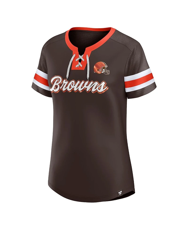 Fanatics Women's Baker Mayfield Brown Cleveland Browns Athena Name Number Notch Neck T-Shirt