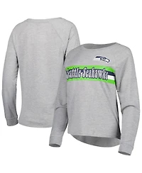 Outerstuff Juniors Heathered Gray Seattle Seahawks All Striped Up Raglan Long Sleeve T-Shirt
