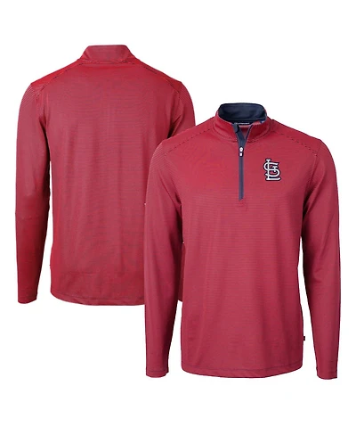 Cutter & Buck Men's Red/Navy St. Louis Cardinals Virtue Eco Pique Micro Stripe Quarter-Zip Pullover Sweatshirt