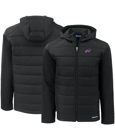 Cutter & Buck Men's Black Buffalo Bills Evoke PrimaLoft Hybrid Eco Softshell Full-Zip Hooded Jacket