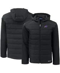 Cutter & Buck Men's Black Buffalo Bills Evoke PrimaLoft Hybrid Eco Softshell Full-Zip Hooded Jacket
