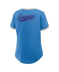 Fanatics Women's Blue Montreal Expos Cooperstown Collection Binge Worthy Stadium Slub V-Neck T-Shirt