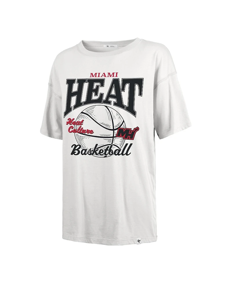 47 Brand Women's White Miami Heat City Edition Down Court Sadie T-Shirt