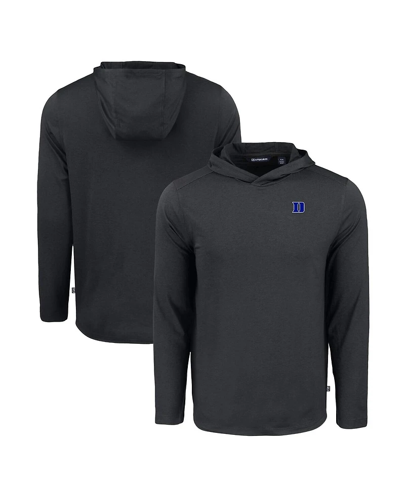 Cutter & Buck Men's Black Duke Blue Devils Coastline Epic Comfort Eco Long Sleeve Hoodie T-Shirt
