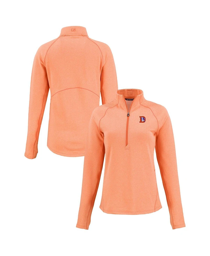 Cutter & Buck Women's Heather Orange Denver Broncos Peshastin Eco Fleece Tri-Blend Raglan Half-Zip Jacket
