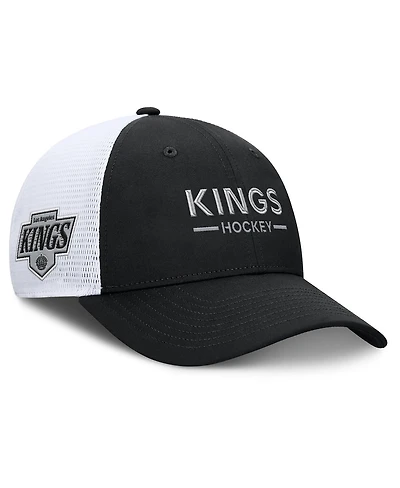 Fanatics Men's Black/White Los Angeles Kings Authentic Pro Rink Lockup Adjustable Trucker Hat