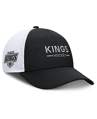 Fanatics Men's Black/White Los Angeles Kings Authentic Pro Rink Lockup Adjustable Trucker Hat
