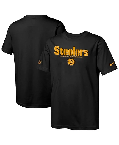 Nike Big Boys and Girls Black Pittsburgh Steelers Sideline Team Issue T-Shirt