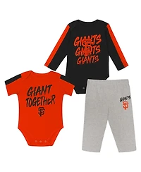 Outerstuff Baby Boys and Girls 3-Piece San Francisco Giants Double Down Bodysuit Pants