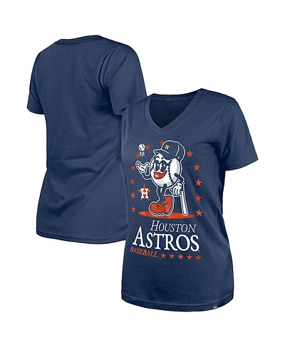 New Era Women's Navy Houston Astros Little Miss 2 V-Neck T-Shirt
