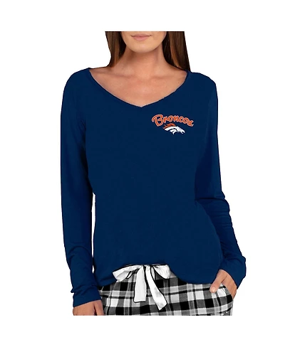 Concepts Sport Women's Navy Denver Broncos Marathon Knit Long Sleeve Lightweight V-Neck Lounge Top