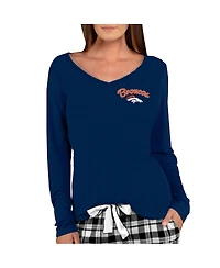 Concepts Sport Women's Navy Denver Broncos Marathon Knit Long Sleeve Lightweight V-Neck Lounge Top