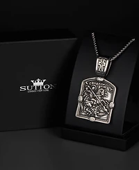 Rhona Sutton Men's Book of Revelation Stainless Steel Pendant Necklace