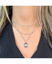 The Lovery Blue Enamel Nugget Bead Necklace Sterling Silver