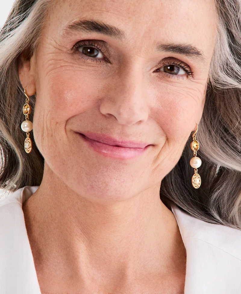 Charter Club Multi-Stone Linear Drop Earrings, Macy's Exclusive