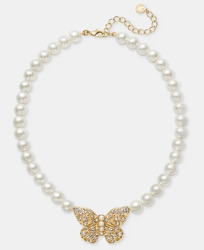 Charter Club Imitation Pearl Butterfly Pendant Necklace, Macy's Exclusive
