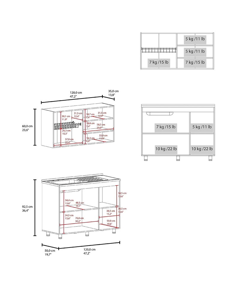 Fm Furniture Napoleon Kitchen Furniture Set with Dishwasher and Upper Storage