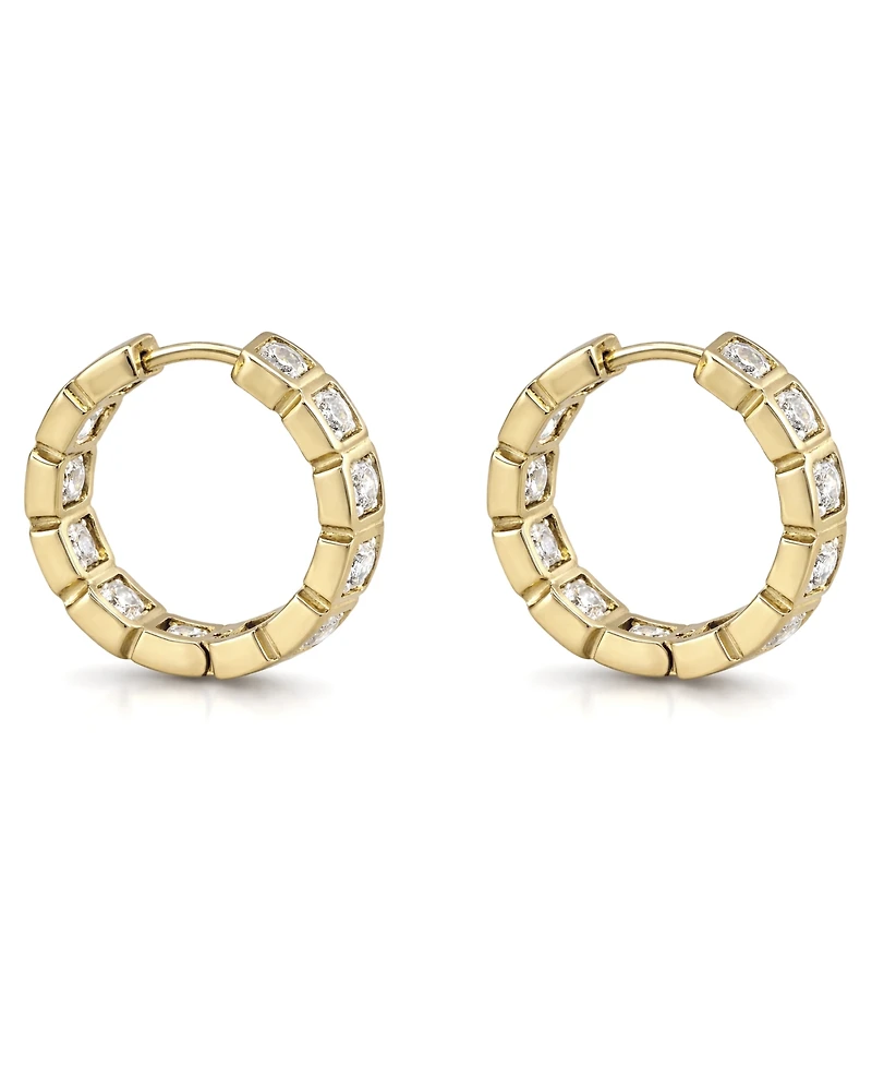 And Now This Cubic Zirconia Hinged Hoop Earrings