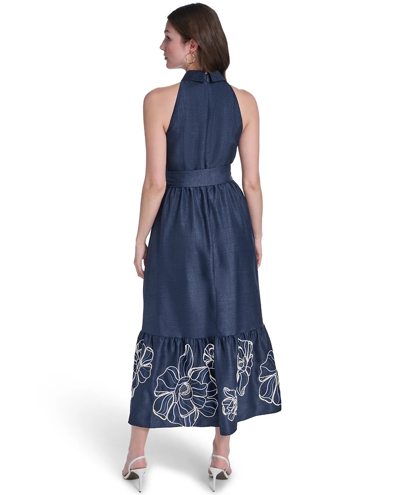 Vince Camuto Petite Embroidered Midi Shirt Dress