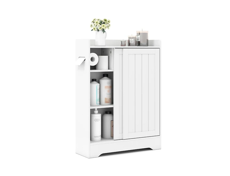 Slickblue Narrow Floor Bathroom Cabinet with Toilet Paper Storage