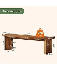 Tribesigns Solid Wood Bench, 62.99" Entryway Bench with Thickened Legs, Farmhouse Wooden Seating Benches