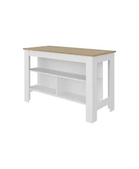 Fm Furniture Yoder Kitchen Island with Open Storage Shelves for Home Organization