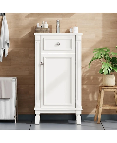 Sillysis 18" Bathroom Vanity with Sink, French Modern Freestanding Solid Wood Mdf Cabinet, Soft Close Door for Small Spaces