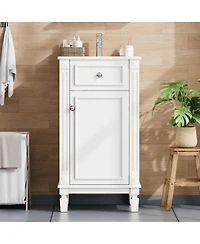 Sillysis 18" Bathroom Vanity with Sink, French Modern Freestanding Solid Wood Mdf Cabinet, Soft Close Door for Small Spaces