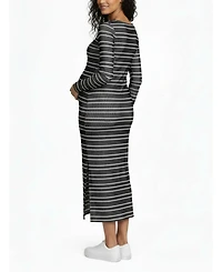 Motherhood Maternity Square Neck Rib Knit Long Sleeve Bodycon Maxi Dress