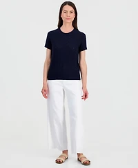 Nautica Women's Short-Sleeve Pointelle Sweater