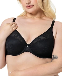 Curvy Couture Women's No Show Lace Plunge T-Shirt Bra