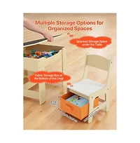 Slickblue Kids Table and 2 Chairs Set with Under Table Storage