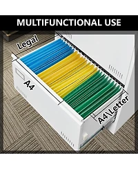 Rainsken 2 Drawer Lateral File Cabinet with Lock, Home Office Metal Filing Cabinet for Letter/Legal/A4/F4 Size (White)